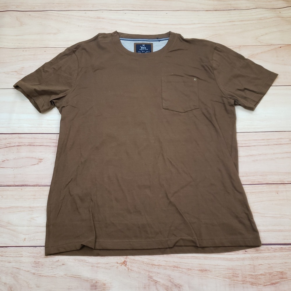 MBX Premium Goods Shirt Mens Large L Brown 100% Cotton Short Sleeve Pocket